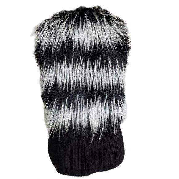 Women's Faux Fur Vest Black and White Sweater Cardigan Vince Camuto Small NWOT - Picture 2 of 9